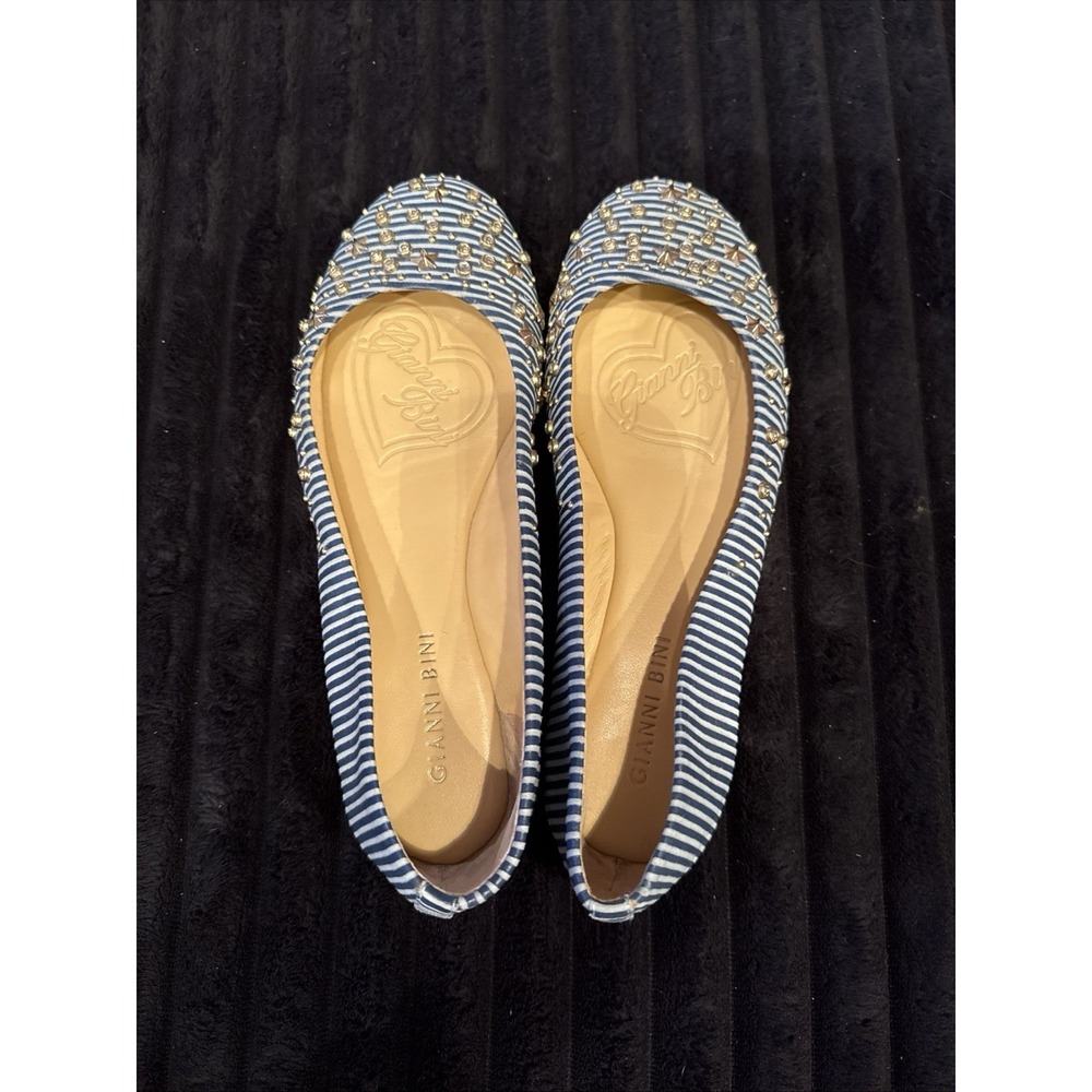 Gianni Bini Stars and Stripes Blue and White Striped Flats Women Size 7.5 M